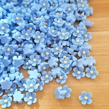 100 Adet 9mm göl mavi Reçine Çiçek Dekorasyon El Sanatları Flatback Cabochon Scrapbooking İçin Kawaii Sevimli Dıy Aksesuarları