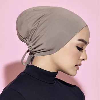 2021 Yumuşak Modal Ayarlanabilir Underscarf Kap Pamuk Müslüman İç Başörtüsü Sıkı Başörtüsü Kaput İslam Altında Başörtüsü Femme Kafa Sarar 0