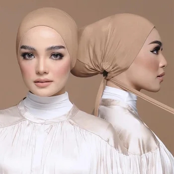 2021 Yumuşak Modal Ayarlanabilir Underscarf Kap Pamuk Müslüman İç Başörtüsü Sıkı Başörtüsü Kaput İslam Altında Başörtüsü Femme Kafa Sarar 5