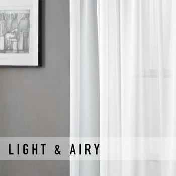 XTMYI Katı Beyaz Tül Perdeler Oturma Odası Yatak Odası için Sırf Perdeleri Modern Organze Vual Dekoratif pencere dekorasyonları Örtü