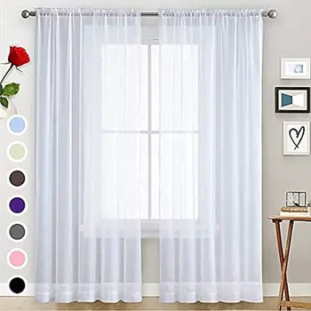 XTMYI Katı Beyaz Tül Perdeler Oturma Odası Yatak Odası için Sırf Perdeleri Modern Organze Vual Dekoratif pencere dekorasyonları Örtü 4