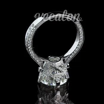 Vecalon Yeni Kadın Vintage Takı yüzük Yuvarlak 3ct AAAAA Zirkon Cz 925 Ayar Gümüş Nişan düğün Band yüzük kadınlar için