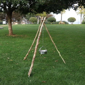 Açık Kamp Piknik Tripod Kurulu Kamp Ateşi Kaldırma Halkası Pot Tutucu Kanca Taşınabilir paslanmaz çelik dirsek Barbekü Tripod Halkası