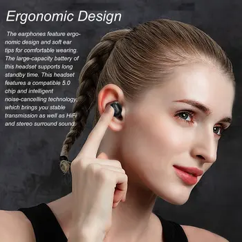 1 Çift Bluetooth uyumlu 5.0 Kablosuz Kulaklık Kulak Kulakiçi Kulaklık Mic ile Mini Handsfree Spor Kulaklık 24Hrs Kulaklıklar