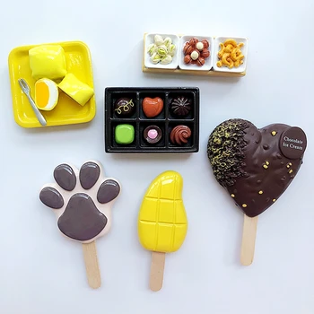 Yeni El boyalı Mango çikolatalı dondurma 3D Buzdolabı Mıknatısları Dünya Seyahat Hediyelik Eşya Buzdolabı Manyetik Sticker Ev Dekor