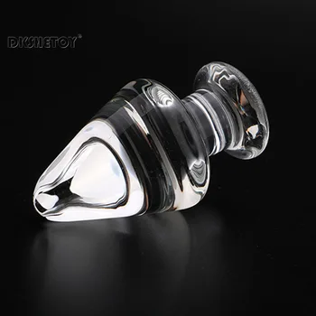 Kristal Cam Anal Plug Kısa Kule Tasarımı ile 6cm Çap Anal Seks Oyuncakları Unisex Cam Butt Plug Erotik prostat masaj aleti Oyuncaklar 3
