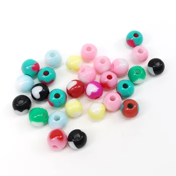8mm Yeni aşk şeker renk iki renkli düz delik boncuk akrilik dağınık boncuklar DIY malzeme takı aksesuarları 0