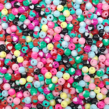 8mm Yeni aşk şeker renk iki renkli düz delik boncuk akrilik dağınık boncuklar DIY malzeme takı aksesuarları 2