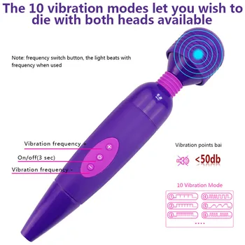 USB Şarj Edilebilir AV Vibratör Çok Hızlı Sihirli Değnek Masajı Klitoral stimulato büyük Yapay Penis Vibratörler Erotik Seks Oyuncakları Kadın için 2