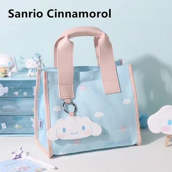 Cinnamorol Bento Çantası Sanrio Serisi Kare Öğrenci Öğle Yemeği Çantası Kawaii Anime Taşınabilir öğle yemeği çantası doğum günü hediyesi
