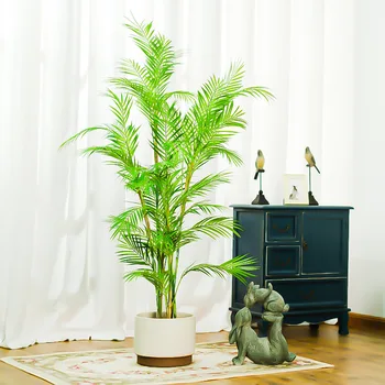90-180CM Büyük Yapay Palmiye Ağacı Tropikal Bitki Şube Saksı Plastik Yanlış Yaprak Aile Bahçe Oturma Odası Ofis Dekorasyon