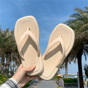 Kadın Flip Flop yazlık terlik Kızlar Plaj Slaytlar kadın Sandalet Yumuşak PVC Kalın Alt Konfor kaymaz Banyo düz ayakkabı 0