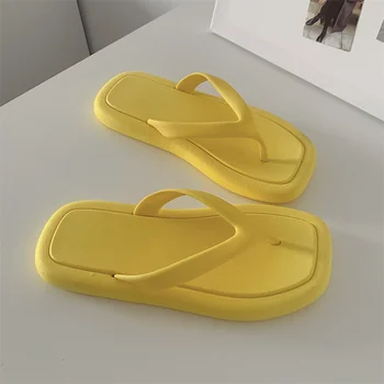 Kadın Flip Flop yazlık terlik Kızlar Plaj Slaytlar kadın Sandalet Yumuşak PVC Kalın Alt Konfor kaymaz Banyo düz ayakkabı 3