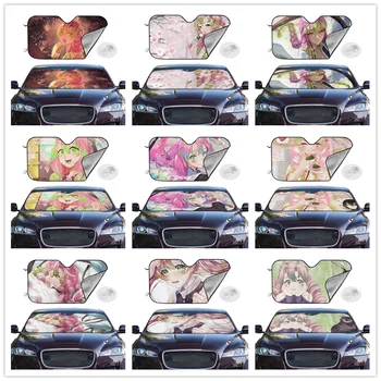 Mitsuri Kanroji araba güneşliği Ön Cam Anime Denon Slayer Severler Araba Ön Pencere Siperliği 76x140cm araba güneşliği Araba-styling 1