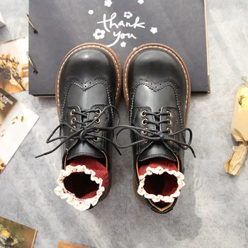 Japon Hakiki Deri Büyük Kafa Bebek Ayakkabıları İngiliz Kolej Brock deri ayakkabı Mori Kız Kalın Taban rahat ayakkabılar Bayan Ayakkabıları 2