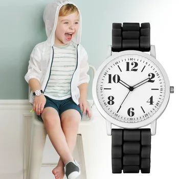 Şık Sevimli Yumuşak Silikon Saatler Çocuk Çocuk quartz saat Spor Rahat Bir Bükülebilir Kauçuk Kayış S kol saati Kız Erkek
