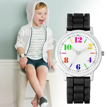 Şık Sevimli Yumuşak Silikon Saatler Çocuk Çocuk quartz saat Spor Rahat Bir Bükülebilir Kauçuk Kayış S kol saati Kız Erkek 1