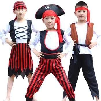 Çocuklar Cadılar Bayramı Korsan Kaptan Şapkalar Cosplay Kostümleri Parti Bebek Erkek Kız Tulumlar Noel Fantezi Elbise Çocuk S-2XL