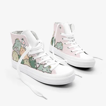 Amy ve Michael Moda Orijinal Tasarım Karikatür Anime Sneakers Öğrenciler Kızlar için El Boyalı Yüksek Top Rahat kanvas ayakkabılar