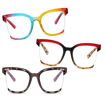 Kare gözlük çerçeveleri kadınlar seksi renkli Anti mavi ışık şeffaf Lens gözlük gözlük çerçevesi moda reçete gözlük