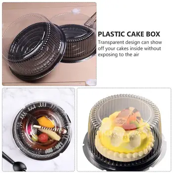 20 adet 6 inç Şeffaf Plastik Yuvarlak Şekil Plastik Kek Kutusu Taşınabilir Peynir Mousse Cupcake Ambalaj Kutuları Muffin Dome Tutucu