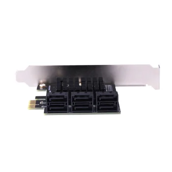 PCIe3. 0x1 6 Port SATA Kartı PCIe gen3 x1 6 Port 6G SATA III 3.0 Denetleyici Olmayan Raıd Genişletme Kartı Düşük Profil Braketi