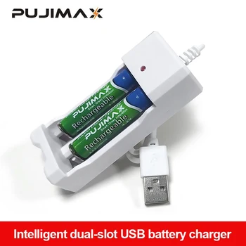 PUJIMAX Evrensel şarj edilebilir pil Ni-MH / Ni-Cd Adaptörü USB 2 Yuvası Çıkışı pil şarj cihazı AA / AAA Pil şarj aleti 4