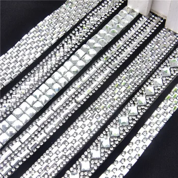 5 Yard Gümüş Kristal yapay elmaslı kurdele Köpüklü Cam Elmas Trim Mesh Wrap Rulo Bling Sanatlar El Sanatları Olay Süslemeleri 7Mm Geniş