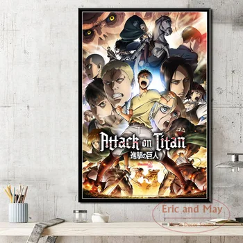 Titan Japonya Anime Poster Ve Baskı duvar sanatı Tuval Resimleri Boyama Sıcak Modern Tarzı Oturma Odası Dekorasyon Plakat 4