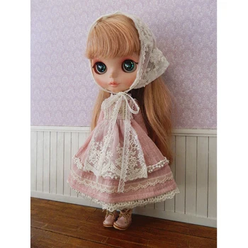 Blythe giysileri Kenevir pamuklu etek Koyu pembe elbise 1/6 30cm BJD anime kız (Fit Pullip,Ob24, Licca) 896020