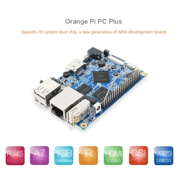 Sıcak Turuncu Pi PC Artı H3 Kurulu 1GB DDR3 + Şeffaf Kılıf Cortex-A7 Dört Çekirdekli Desteği Android4. 4 / Ubuntu / Debian Sistemleri