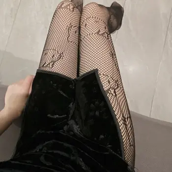 Kadın külotlu Karikatür Kitty Kedi Siyah Örgü Baskı Çorap Lolita Gotik file çoraplar Naylon Yaz Seksi Erotik Çorap