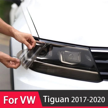 Araba Far koruyucu film Far Şeffaf Siyah TPU Sticker Volkswagen VW Tiguan 2017 2018 2019 2020 Aksesuarları