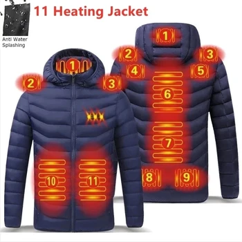 Erkek bölge 9 bölge 11 ısıtmalı ceket USB kış açık elektrikli ısıtmalı ceket sıcak termal ceket giyim ısıtmalı pamuklu ceket