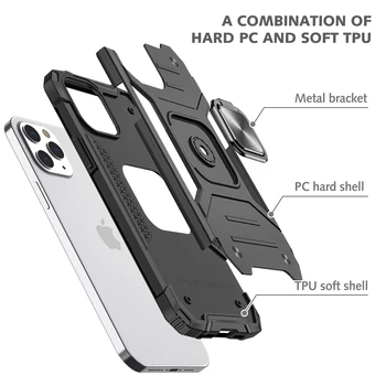 Iphone 13 12 11 Pro Max XS XR 8 7 Artı SE 2020 mini SE2 Manyetik Metal Halka Tutucu Yumuşak TPU Tampon Sert PC arka Kapak