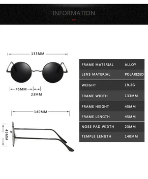 2021 Moda Yuvarlak Polarize Güneş Gözlüğü Erkekler Marka Tasarım Kadınlar Shades Retro Alaşım güneş gözlüğü UV400 Gözlük Oculos De Sol 2