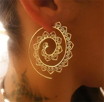 Yeni Moda Altın Gümüş Renk Yuvarlak Spiral Küpe Kadınlar için Brinco Küpe Oorbellen Hoop Küpe Alaşım Pendientes Küpe