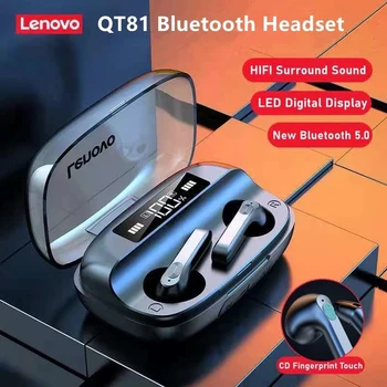Lenovo QT81 TWS kablosuz kulaklık Stereo Spor Su Geçirmez Kulaklıklar Kulaklıklar Mikrofon ile Bluetooth Kulaklık HD Çağrı 1200mAh 0