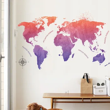 Yaratıcı Basit Dünya Haritası duvar çıkartmaları Dükkanı Ofis Oturma Odası Ev Dekorasyon Küresel Haritalar Duvar Sanatı Dıy Pvc Çıkartması Posterler