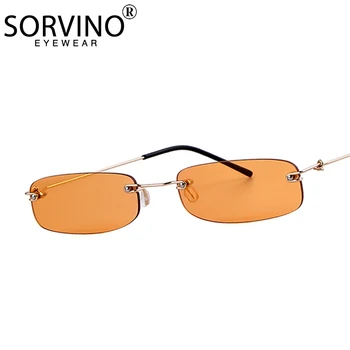 SORVINO Küçük Turuncu Çerçevesiz Dikdörtgen Güneş Gözlüğü 2022 Erkekler Kadınlar 90s Tasarımcı Küçük Dar Çerçevesiz Tonu güneş gözlüğü Tonları SP40 1