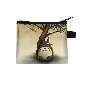 Yeni Varış Totoro / Ruhların Kaçışı Karikatür küçük cüzdan Kadın Kızlar Sevimli Kedi kart tutucu Fermuar Debriyaj bozuk para cüzdanı 0