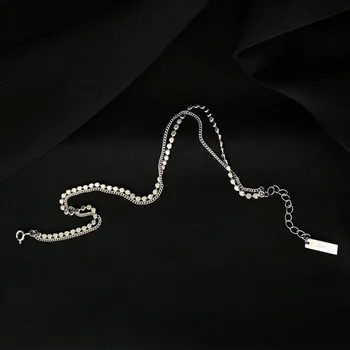 925 Ayar Gümüş Yeni Moda Çift Katmanlı Yuvarlak Marka Halhal bilezik Kadın Basit Mizaç Seksi Sıcak Zincir Takı