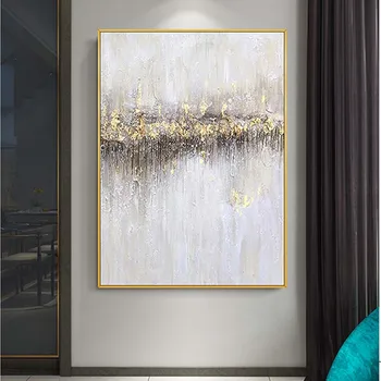 Iskandinav quadro posteri ev dekorasyon saf elle çizilmiş akrilik altın folyo yağlıboya oturma odası yatak odası için giriş yok çerçeveli