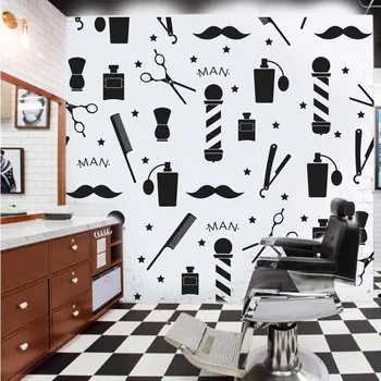Berber Salonu Dükkanı Araçları Duvar Sticker Saç Tırnak Saç Berber Adam Salon Dükkanı Şişe Makas Tarak Yıldız Duvar Çıkartması Vinil Dekor