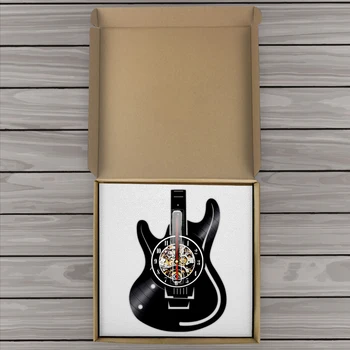 Gitar Dekoratif Sanat Saati Vinil LP kayıt saati müzik enstrümanı 3D duvar saati El Yapımı Sanat Hediye Fikri Müzik Aşığı İçin
