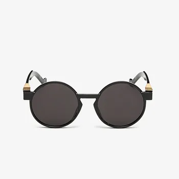 Moda güneş gözlükleri erkek güneş gözlüğü steampunk retro yuvarlak güneş gözlüğü lensler özel daire uv400 bacaklar 2