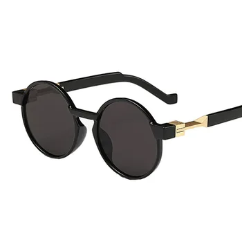 Moda güneş gözlükleri erkek güneş gözlüğü steampunk retro yuvarlak güneş gözlüğü lensler özel daire uv400 bacaklar 3