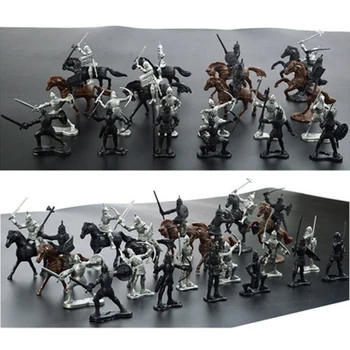 28 ADET Ortaçağ Şövalyeleri Savaşçıları Atlar Askerler Figürleri Modeli Playset Çocuk Oyuncak Ortaçağ Kültürü Figürler Minyatür 0