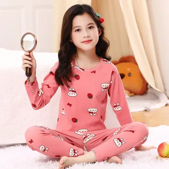 Bebek Erkek Giysileri Genç Kız Pijama Setleri Çocuk Uzun Kollu Pamuklu Sonbahar Pijama Gençler Pijama Çocuk Ev Tekstili