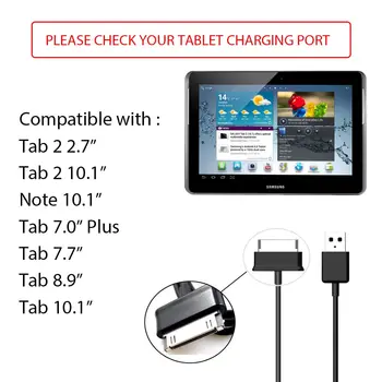 2 Paket 3.3 FT 30 Pin USB şarj Kablosu Kablosu Samsung Galaxy Tab 2 10.1 